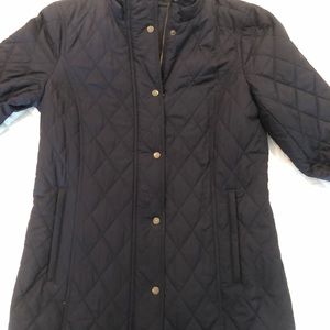 Talbots navy quilted snap front jacket